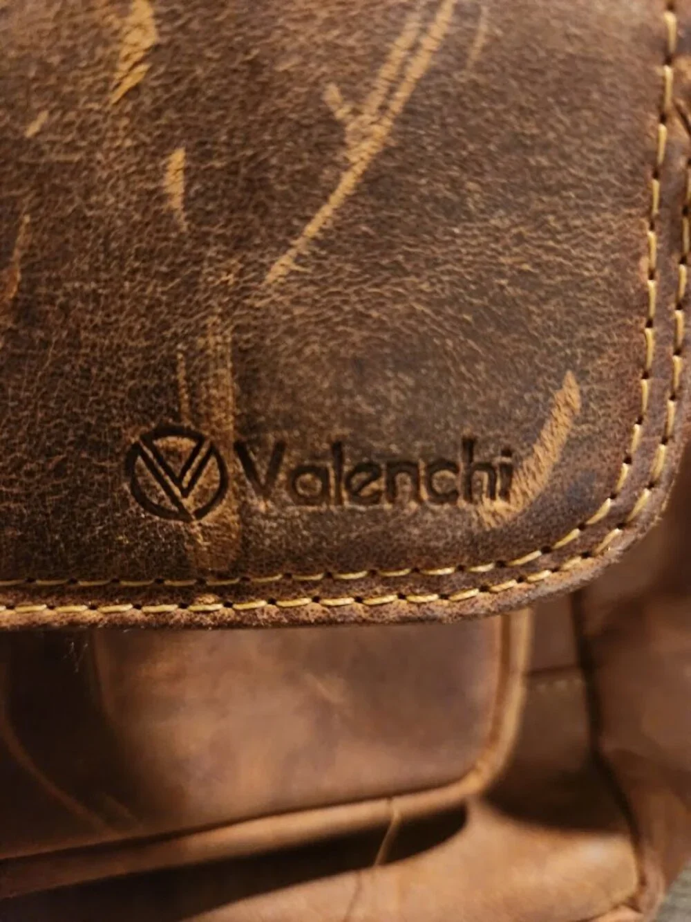 valenchi leather messenger bag
